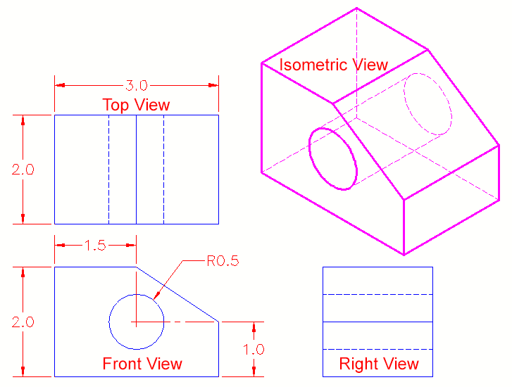Isometric View Engineering Drawing