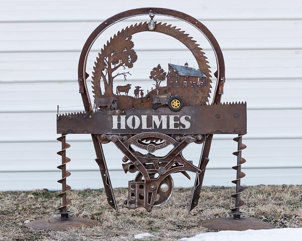Scrap Metal Sign Art by Cindy Chinn