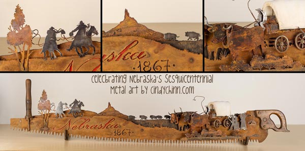 Scrap Metal Saw Art by Cindy Chinn