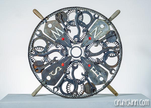 Scrap Metal Art Table Top by Cindy Chinn