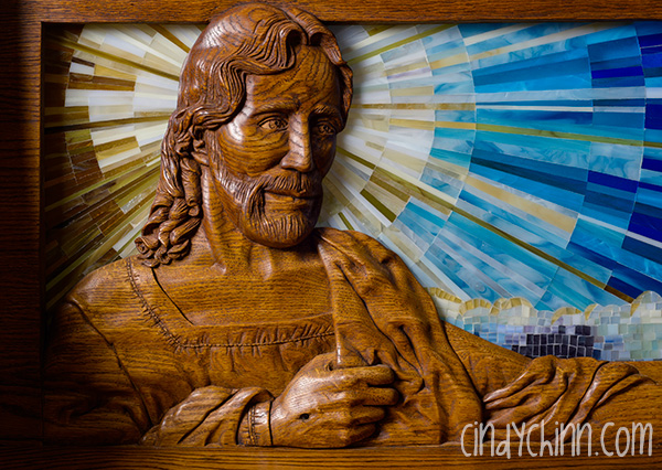 Carved Church Pew - Christ