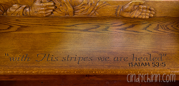 Carved Church Pew - Christ