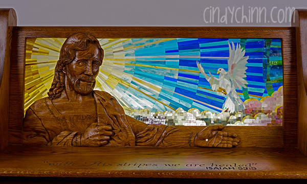 Carved Church Pew - Christ