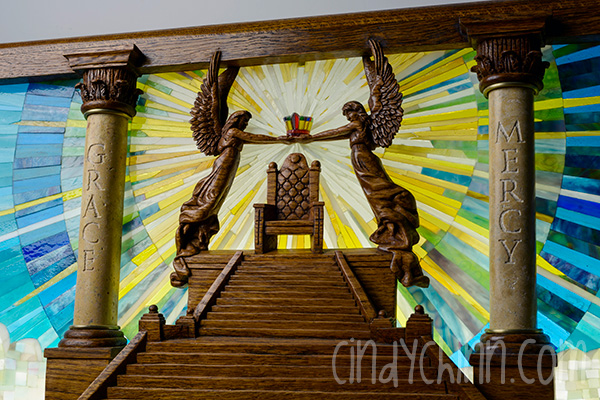 Carved Church Pew - Throne of God