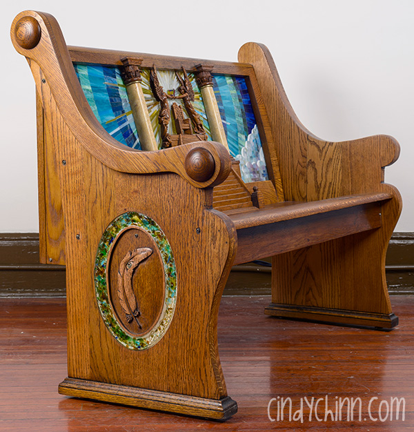 Carved Church Pew - Throne of God