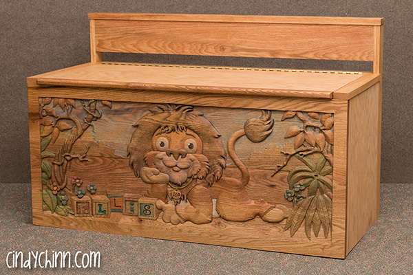 Hand Carved Toy Box - Leo the Lion