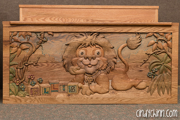 Hand Carved Toy Box - Leo the Lion