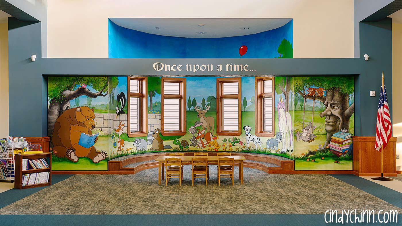 Library Mural in Deshler Nebraska by artist Cindy Chinn